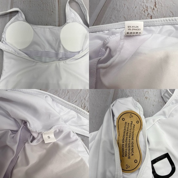 NWOT Bride Letter Print Diamond Pattern One Piece Swimsuit Bathing Suits Size S - Picture 15 of 17